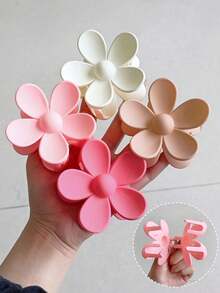 4pcs Girls Colorful Floral Hair Clips, Cute Flower Shape Hair Claws For Daily Wear - Multicolor - View 8