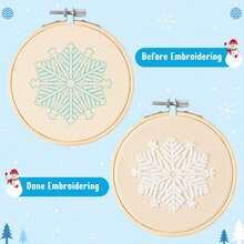 6Pcs DIY Embroidery Pendant Kit For Beginners, Making Your Own White Snowflakes Needlepoint Kit With Pattern Instruction Embroidery Hoop Threads Needles Needle Threader Ropes And Ribbon For Manual Teaching Supplies New Year Gift