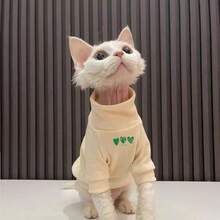 Hairless Cat/Sphynx Cat/Devon Rex Cat Clothes, Versatile Thin Printed Tops For All Seasons - Apricot - View 1