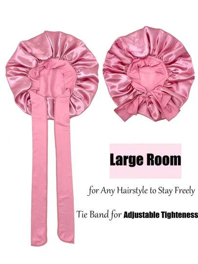 1 Stück luxuriöse Satin & Seide Schlafhaube - verstellbares Bindeband mit Schleife, gerüschtes, eng anliegendes Design zum Nachtschutz der Haare, weiche luxuriöse Ausführung für Frauen