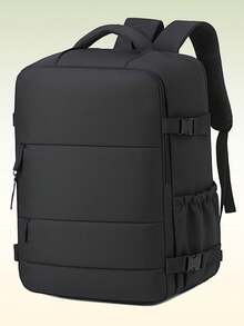 1pc Vintage Minimalist Travel Backpack, Multi-Compartment Design, Meets Airline Regulations. Multi-Pocket Design, Ideal Business Bag For Men And Women. Business Backpack, Unisex Large Capacity Travel Backpack, With Luggage Strap Design, More Convenient To Carry. - Black - View 4