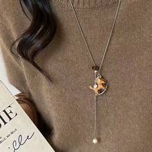 极简时尚马蹄形锁骨链项链，女士创意毛衣链饰