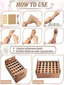 30-Hole Cone-Shaped Tray, White & Kraft Paper Confetti Cone Stand, Ideal For Wedding/Birthday/Holiday Party Petal Decor, Valentine's Day Gift Decoration, Confetti Cone Design, Wedding Reception, Home Decor, Graduation Ceremony, Valentine's Day Gift - Khaki - View 6