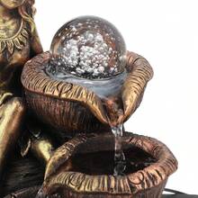 Fuente de Mesa Fuente de Mesa Artesanías de Agua Corriente Luces LED de Hadas de Flores Bomba Decorativa USB para Interiores, Fuente de Cascada de Resina Adornos Bomba Hogar para - 1 - Ver 10