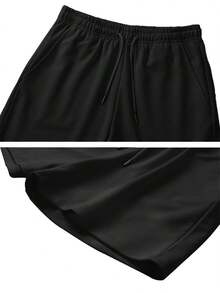 Women's Drawstring Waist Double Layer Sports Shorts, Fashionable Casual Athletic Shorts Suitable For Hiking, Cycling, Ball Sports, Running And Indoor Workouts, Spring/Summer - Black - View 5