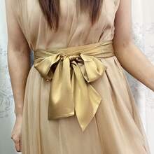 Butterfly Knot Waist Belt Dress Decorative Tie Women's Dress Waist Cincher Wide Belt - 酒紅色 - 查看 2