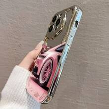 カワイイピンクスポーツカーデザイン 電鍍防摔スマホケース for  17promax,16pro,15plus/14/13/12/11 スタイリッシュな外観 高強度衝撃吸収 機能的でファッション性豊富 携帯の損傷防止に最適 使い心地良好 保護と装飾を兼ね - シルバー - チェックする 6