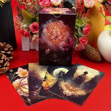 4.72*2.76 Inch Tarot Cards With Guidebook, Cosmic Moon Design, Standard Size Suitable For Beginners, Ancient Board Game, Family, Outdoor Camping, Party Entertainment - 4.72*2.76 Inches (with Rails) - View 2