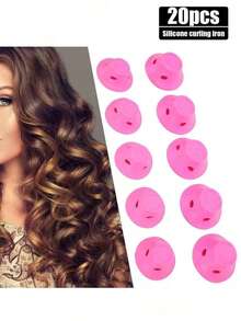20pcs Non Hot Curly Hair, Silicone Bell Shaped Curling Tool, Easy To Curl All Types Of Hair, Female Home Hair Accessories Will Not Damage Hair, Easy To Operate. - Pink - View 1