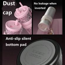 1个优质保温饮料杯，316不锈钢材质，户外/车载吸管水瓶/咖啡杯，保温/保冷，防漏，适配车载杯架，适合运动、旅行和上学，情人节和女士的绝佳礼物 - 彩色 - 查看 9