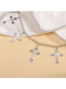 1pc Cross Waist Chain Belt, Versatile Punk Gothic Fashion Waist Accessoriessummer School Fall, Autumn, Halloween  Star    Zinc Alloy    Metal    Wedding - Bạc - Xem 5