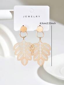 1 Paar Modische minimalistische Frauen Ohrringe mit Cut Out Blattanhänger, vielseitig für den täglichen Gebrauch - Gold - Übersicht 4