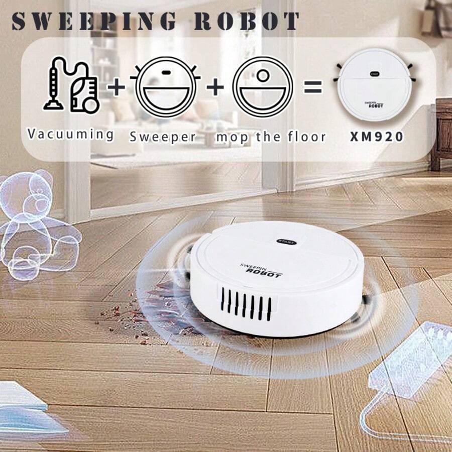 Robot hút bụi 3 trong 1, quét và lau nhà đa năng, thích hợp cho sàn gỗ, đá cẩm thạch, gạch, thảm, nhà bếp và nhiều bề mặt khác, lau sàn nhà (chạy bằng pin)
