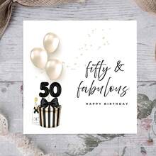 50th Birthday Card | 50 And Fabulous | Black And White | Fiftieth Birthday | Milestone Cards | Greetings Cards - Multicolor - View 2