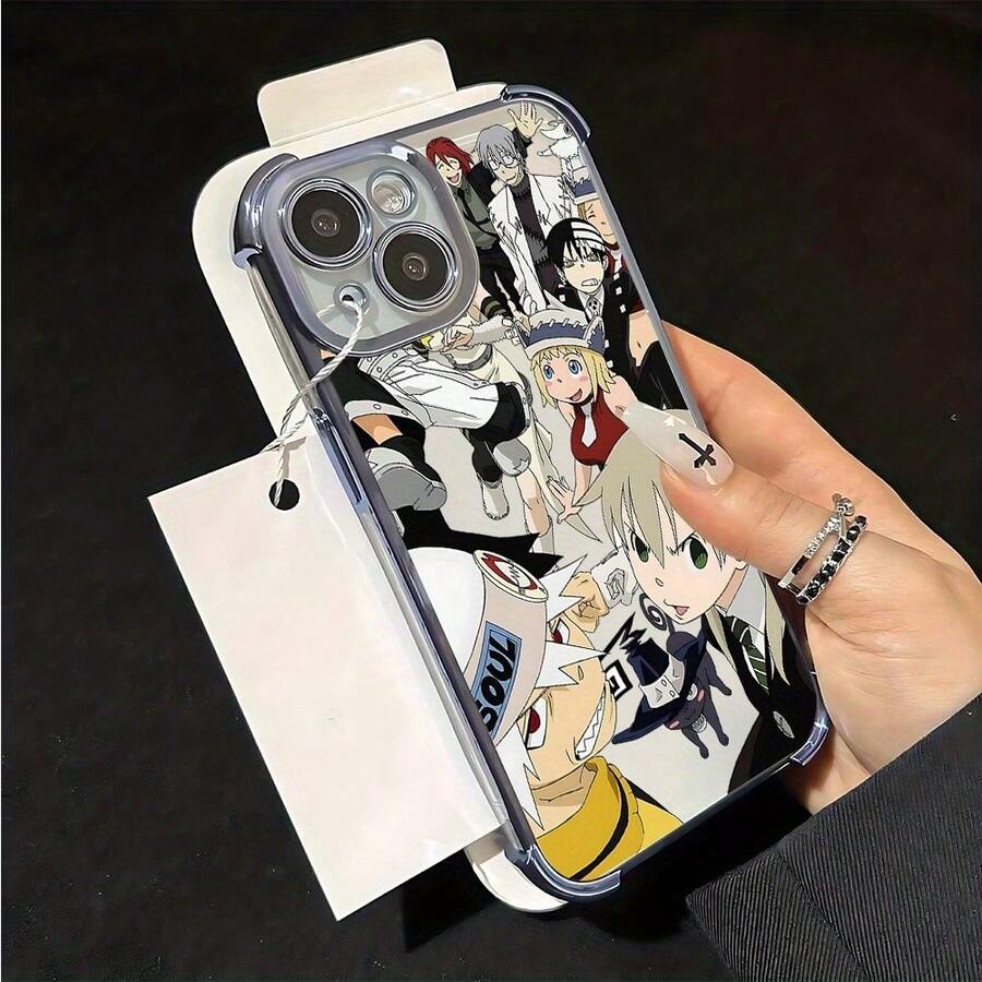 Anime S-Soul Eater Phone Case Compatible With  17 16e 16 15 14 13 12 11 Mini Pro Max Air X XR XSMAX 8 7 Plus Shockproof Transparent Soft Back Case, Daily Use Case, Anime Design, Lightweight Shell, Comfortable Fit, Technology Enthusiast,  User - 混合顏色 - 查看 1