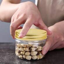 6/12pcs Mason Jar Style Plastic Containers With Airtight Lids - Leak-Proof Reusable, Suitable For Cosmetics, Algae Mask, Dried Fruits, Honey, Nuts - Essential Kitchen Storage, Gold/Silver - Multicolor - View 2