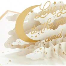 Hallmark - Tarjeta de amor emergente, tarjeta de aniversario o tarjeta de cumpleaños para marido o esposa (Love You to Moon and Back Signatuer Wonder)(Pop Up, Moon and Back) - Multicolor - Ver 5