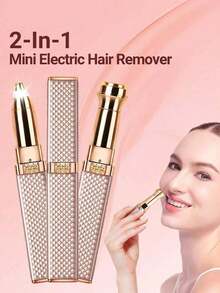 1pc Women's Eyebrow & Facial Hair Remover, 2-In-1 Eyebrow Trimmer And Painless Shaver, Rechargeable With Built-In LED Light, For Facial, Eyebrow, Lip, Body, Chin And Arm Hair Grooming - Multicolor - View 2