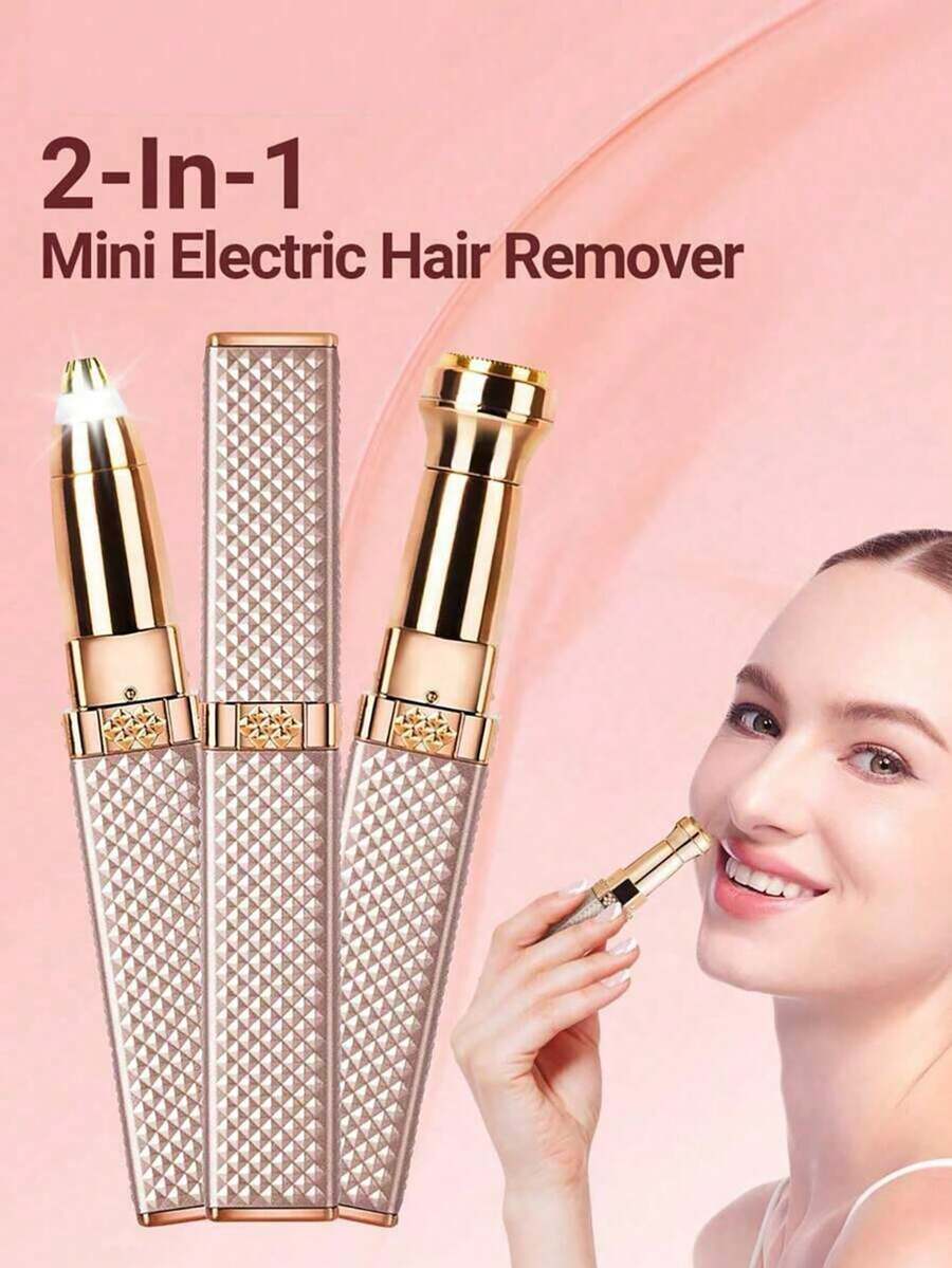 1pc Women's Eyebrow & Facial Hair Remover, 2-In-1 Eyebrow Trimmer And Painless Shaver, Rechargeable With Built-In LED Light, For Facial, Eyebrow, Lip, Body, Chin And Arm Hair Grooming