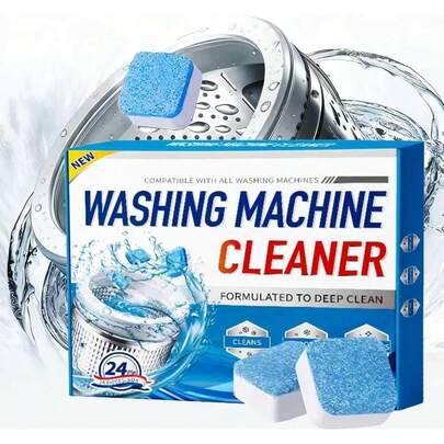 EstiloTendencia24 Pack Efervescentes Limpiador Tabletas,Descalcificador Limpiador Lavadora,Tablet De Limpieza Profunda,Limpiador De Lavadora DescontaminacióN,Para Lavadoras De Carga Frontal Y Superior. (24)Calidad PremiumVersióN Mejorada