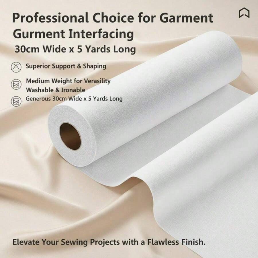 1 Roll Single-Sided Dissolvable Interfacing, Suitable For Sewing, Ironing Fusible Interlining, Single-Sided Adhesive Stabilizer, Polyester Nonwoven Fusible Interfacing Material, Applicable For Fabrics, Bags, Wallets, Pads, Skirts, Handicrafts - White - View 1