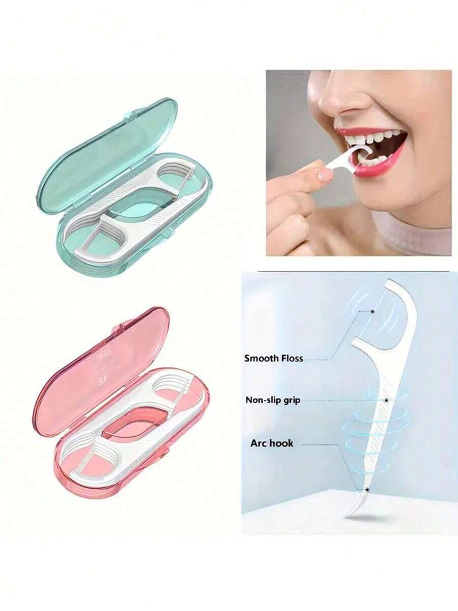 1 Box Of 10 Premium Dental Care Essentials - Portable Ultra-Fine Dental Floss Dispenser With Protective Cover, Ergonomic Handle And Sturdy Plastic Structure,  Ideal For Oral Hygiene Anytime, Anywhere. Portable Dental Floss Cover/Cleaning Floss/Toothpick/Combination Kit - 彩色 - 查看 1