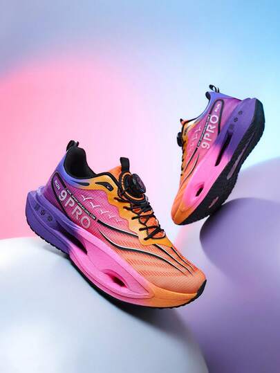 Women's Gradient Running Shoes, Dial Closure, Breathable & Comfortable, Lightweight Cushioned, Fashionable Sports Casual Sneakers, Spring/Summer