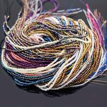 1 hebra de 210 piezas de cuentas de cristal facetadas de 1x2mm de color AB brillante, cuentas espaciadoras redondas de cristal para hacer joyas, hallazgos DIY, collares hechos a mano - Cuentas planas de 1x2 mm - Ver 3