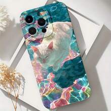 2026 nueva funda de teléfono esmerilada, funda de teléfono con estampado de gato blanco en agua colorida para iPhone 17 14 13 12 11 Pro Max  Galaxy S23 S22 S21 S20 S10 Plus, regalo de pareja para él y ella, regalo de San Valentín y cumpleaños - Negro - Ver 6