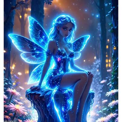 5D Diamond Painting Kit, Luminous Glow-In-The-Dark Art, Home Decor, Shining Fairy Design, Suitable For Wall, Door, Bedroom, Study, Bathroom - Easy To Use, Princess Fairy Tale Book, Dreamlike Diamond Art