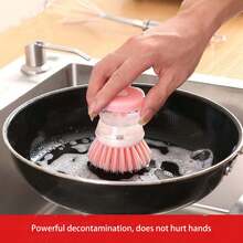 Bàn chải rửa chén tự động có ngăn đựng chất tẩy rửa, bàn chải vệ sinh nhà bếp chống dính dầu mỡ, bàn chải rửa chén bằng bọt biển tự ép - Nhiều màu - Xem 5