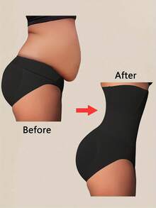 From Local Plus Size High-Waist ComfortLift Belly Support Panty With Secure Core Hold, Gentle Hip Contour Rise, Airy Mesh Breathability And Smooth Under-Clothing Coverage - 黑色 - 查看 2