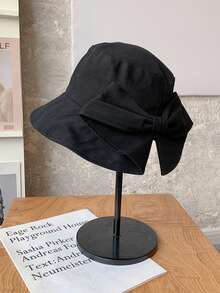 1pc Bow Accent Wide Brim Bucket Hat, Suitable For Spring Summer Vacation Outdoor Sun Protection - 1pc - View 7