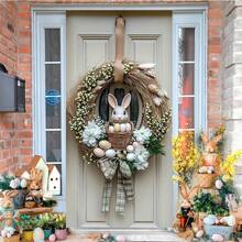 1pc Easter Bunny & Eggs Over-The-Door Flag - Vibrant Polyester Seasonal Decor For Easter, Christmas & Winter, No Power Needed