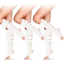 Long Leg Warmers Women 24 Inch Over Knee Knit Ribbed Leg Warmer Stirrup Yoga 80s Party Dance Ballet Supply - One Size + White + 3 - View 1