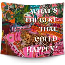 1pc Preppy Leopard Disco What's The Best That Could Happen Wall Tapestry, Fashion Aesthetic Horizontal Wall Tapestry Hanging, Modern Pattern Print Art Tapestries, Wall Decor For Bedroom, Living Room, Dorm, Party - Unique Birthday & Holiday Gift For Friends, Women, Men, Yourself, Dorm Room Accessory(40x30in/60x40in/60x51in/80x60in/90x60in) - 1 tấm thảm - Xem 2