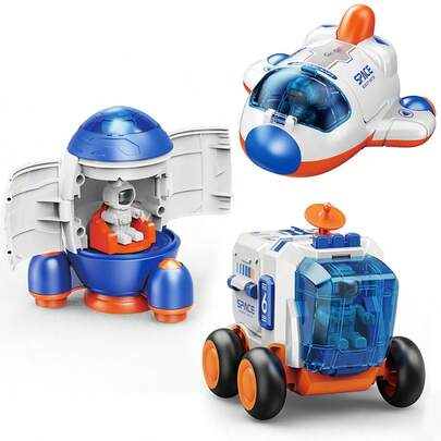Children Puzzle Space Toy Car Simulation Model Astronaut Rocket Spaceship Series Toy Car For Kids Christmas Gift Birthday Present