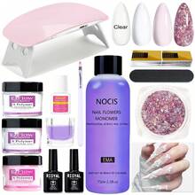 Acrylic Nail Kit ,Clear White Pink 28g*3 Acrylic Powder And 75ml Liquid Set Brush Forms Cuticle Oil Pen Top& Base Coat Tools Manicure Nails Kit Acrylics Set For Beginners Gifts DIY Salon Home - Bộ móng Acrylic - Xem 12