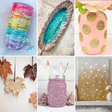 80克/2.85盎司全息超细闪粉，1/128英寸树脂亮片，适用于水杯、树脂工艺品、史莱姆、美甲、节日装饰、圣诞饰品等。 - 玫瑰金 - 查看 10