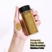 80g/2.85oz Holographic Ultra Fine Glitter, 1/128" Resin Glitter Sequins, Suitable For Tumblers, Resin Crafts, Slime, Nail Art, Holiday Decorations, Christmas Ornaments - 金色 - 查看 11