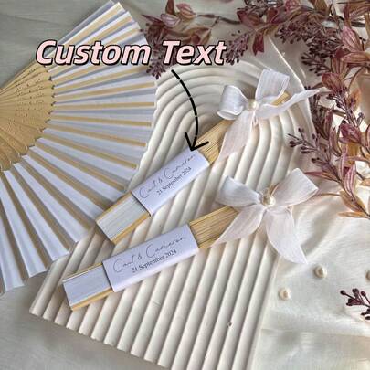10/20pcs Custom White Wedding Paper Fans, Suitable For Party Souvenirs Engagement Youngsters's Baptism Guest Gifts, Country, Retro, Simple, Fashionable, Casual Customization, Personalized, Unique, Ideal Gift For Family, Friends, Graduation Of Youngsters, Weddings,Poetcore,Forever Love