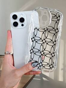 Funda para teléfono con patrón geométrico circular retro, diseño elegante y único, compatible con iPhone 16ProMax/16E/16Pro/16Plus/16/15ProMax/15Pro/15Plus/15/14ProMax/14Pro/14Plus/14/13ProMax/13Pro/13/13Mini/12ProMax/12Pro/12/12Mini/11ProMax/11Pro/11/XSMAX/XR/X/XS - Transparente - Ver 12