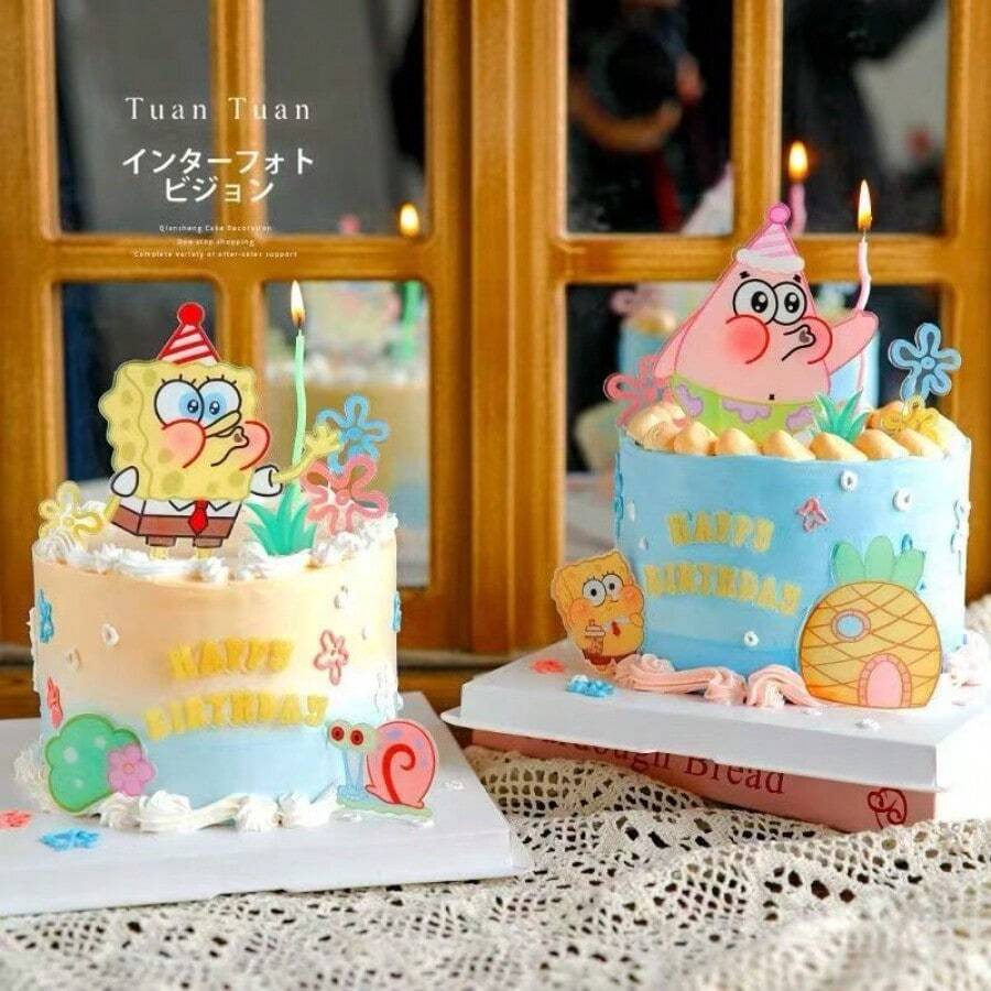 Đồ trang trí bánh kem hình ngôi sao lớn hoạt hình bằng acrylic, phụ kiện trang trí bánh kem - Nhiều màu - Xem 1