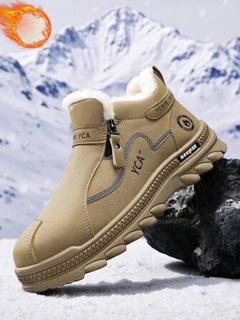 Men's Snow Boots, Winter Warm Plush Lining Outdoor Thermal Insulation Boots, Fashion Versatile Classic Retro Mid-Calf Boots, Suitable For Daily Commute, Snowy Weather, Anti-Slip, Multi-Scenario Workwear Boots