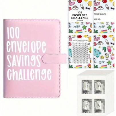 100 Envelopes Money Saving Challenge - A5 Money Saver Budget Binder Book With Cash Envelopes And Numbers, 100-Days Of Easy And Funny Ways To Save $5,050 Cash Envelope Challenge Binder, Pink