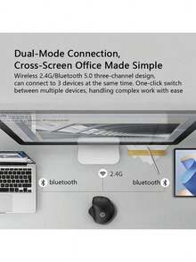 HP Professor 1 Ergonomic Wireless Mouse: Comfortable Design, Stable And Reliable Dual-Mode Wireless Connection, Flagship BlueTrack Sensor For Precise Tracking, Smooth Operation On Various Surface Materials, And Compatibility With Multiple Devices. - Matte Black - View 4