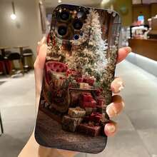 2026 nueva funda de teléfono esmerilada, funda de teléfono con patrón de árbol de Navidad y regalos para iPhone 17 14 13 12 11 Pro Max  Galaxy S23 S22 S21 S20 Plus, funda de teléfono para pareja, regalo para novio y novia, presente de vacaciones - Negro - Ver 4