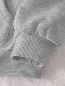 BENCH Grå dammode varm sweatshirt, söt damtröja, moderiktiga outfits, damvinterkläder, långärmad ficka liten nedsänkt axel dam casual sweatshirt - Grå - Visa 3