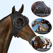 Wind-Resistant Horse Face Mask, Equestrian Supplies Speed Racing Blinkers With Mesh Veil, Breathable Eye Cover, Anti-Sand Eye Sleeve, Universal Horse Head Gear