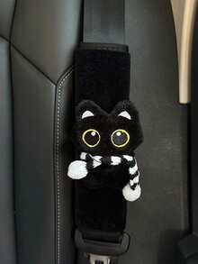 1pc New Black Cat Seatbelt Shoulder Pad - Durable Fabric - Highly Comfortable - Fits Most Age Groups - Multicolor - View 8